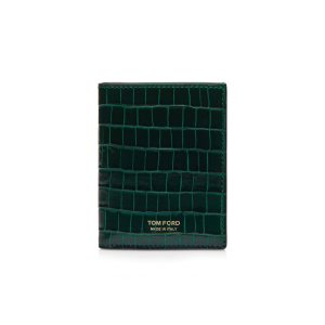 Pánské Malé Peněženky Tom Ford Glossy Printed Croc Folding Cardholder Olivy Zelené | 041927-HZN