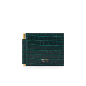 Pánské Malé Peněženky Tom Ford Glossy Printed Croc Money Clip Wallet Olivy Zelené | 305874-UFY