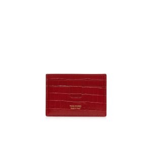 Pánské Malé Peněženky Tom Ford Glossy Printed Croc Money Clip Cardholder Tmavě Červené | 765813-PZN