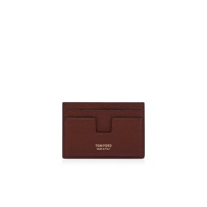 Pánské Malé Peněženky Tom Ford Grain Læder Classic Cardholder Hnědé | 210796-JZD