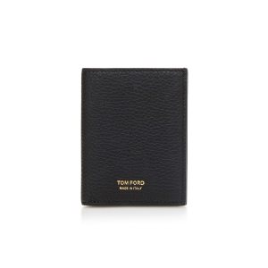 Pánské Malé Peněženky Tom Ford Grain Læder Folding Cardholder Černé | 612378-ZYU