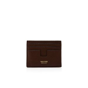 Pánské Malé Peněženky Tom Ford Grain Læder Classic Cardholder Hnědé | 935768-QGA