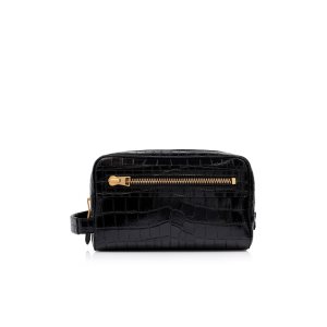Pánské Malé Peněženky Tom Ford Printed Alligator Læder Toiletry Case Černé | 807642-MDT