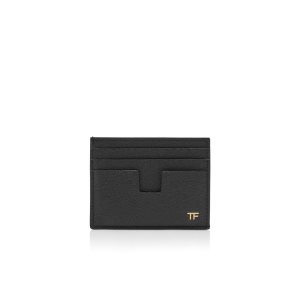 Pánské Malé Peněženky Tom Ford Small Grain Læder Cardholder Černé | 108962-RLQ