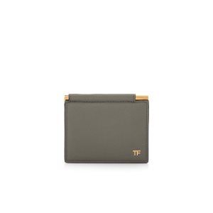 Pánské Malé Peněženky Tom Ford Small Grain Læder Folding Money Clip Cardholder Šedé | 235890-AQP