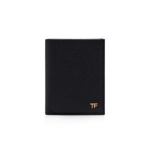 Pánské Malé Peněženky Tom Ford Small Grain Læder Folding Cardholder Černé | 240687-DMH