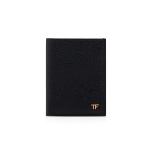 Pánské Malé Peněženky Tom Ford Small Grain Læder Folding Cardholder Černé | 410985-DWV