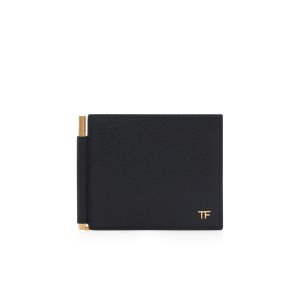 Pánské Malé Peněženky Tom Ford Small Grain Læder Money Clip Wallet Černé | 574803-CBQ