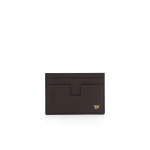 Pánské Malé Peněženky Tom Ford Small Grain Læder Money Clip Cardholder Hnědé | 748536-EBQ
