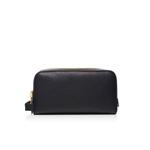 Pánské Malé Peněženky Tom Ford Soft Grain Læder Buckley Double Zip Dopp Kit Černé | 236578-RTJ