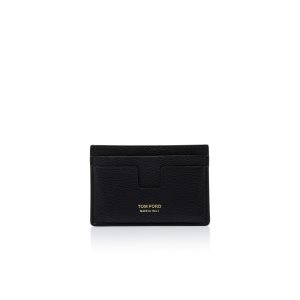 Pánské Malé Peněženky Tom Ford Soft Grain Læder Cardholder Černé | 824730-RNA
