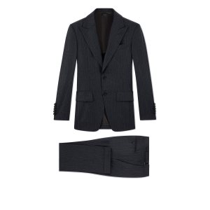 Pánské Obleky Tom Ford Milled Stripe Cooper Šedé | 194372-CLZ