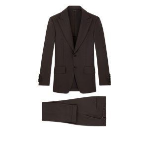 Pánské Obleky Tom Ford Vlna Mohair Hopsack Cooper Hnědé | 849152-DPW