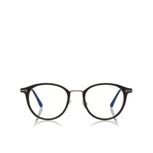Pánské Optický Tom Ford Blue Block Round Metal Černé | 861429-NAE