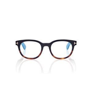 Pánské Optický Tom Ford Blue Block Round Černé Hnědé | 195608-HLO