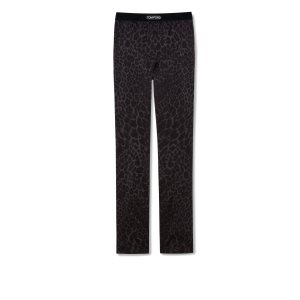 Pánské Pyžamové Kalhoty Tom Ford Reflected Leopard Silk Ink | 387196-BHN