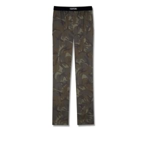 Pánské Pyžamové Kalhoty Tom Ford True Camo Silk Tmavě Olivy Zelené | 215798-WUM