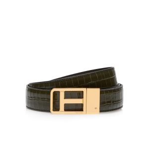 Pánské Pásky Tom Ford Crocodile Classic T Tmavě Olivy Zelené | 165249-SUA