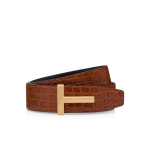 Pánské Pásky Tom Ford Crocodile T Icon Hnědé | 389072-IQS