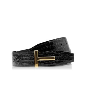 Pánské Pásky Tom Ford Crocodile T Icon Černé | 436097-BDE
