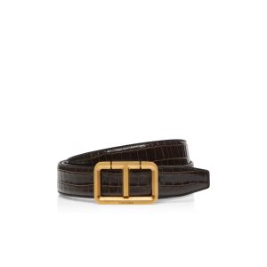 Pánské Pásky Tom Ford Glossy Printed Croc Scored T Čokolády | 687549-MQY