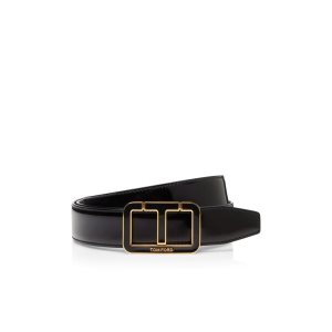 Pánské Pásky Tom Ford Lakovaná Læder Enamel Scored T Černé | 094813-EUI