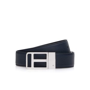 Pánské Pásky Tom Ford Small Grain Læder Reversible Framed T Blankyt Černé | 679415-MRL