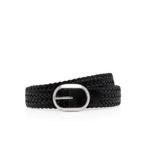 Pánské Pásky Tom Ford Woven Læder Oval Černé | 148265-LIE