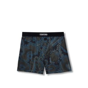 Pánské Slipy Tom Ford 70'S Paisley Floral Silk Boxerské Tmavě Tyrkysové | 074612-XGJ