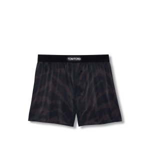 Pánské Slipy Tom Ford Abstract Zebra Silk Boxerské Ebony | 173689-UGJ