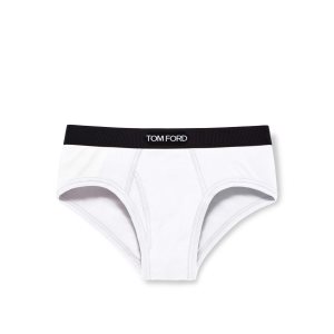 Pánské Slipy Tom Ford Bavlněné Boxerské Bílé | 842635-AOX