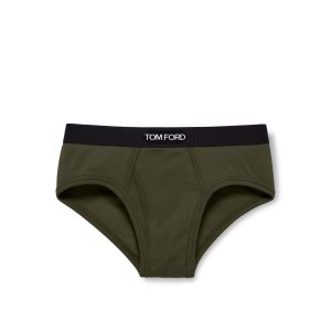 Pánské Slipy Tom Ford Bavlněné Boxerské Hnědé Olivy Zelené | 512908-PLD