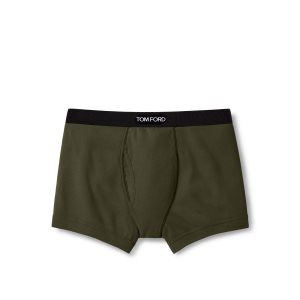 Pánské Slipy Tom Ford Bavlněné Boxerské Hnědé Olivy Zelené | 927361-FCO