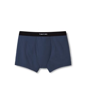 Pánské Slipy Tom Ford Bavlněné Boxerské Tmavě Blankyt | 810365-XHL