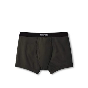 Pánské Slipy Tom Ford Bavlněné Boxerské Zelene | 047836-MDL