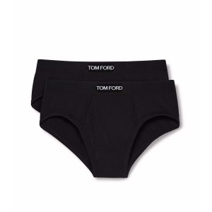 Pánské Slipy Tom Ford Bavlněné Modal Two Pack Boxerské Černé | 048729-BKS