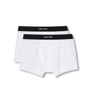 Pánské Slipy Tom Ford Bavlněné Modal Two Pack Boxerské Bílé | 798263-EGQ