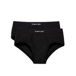 Pánské Slipy Tom Ford Bavlněné Two Pack Boxerské Černé | 174365-ZTL