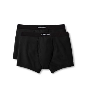 Pánské Slipy Tom Ford Bavlněné Two Pack Boxerské Černé | 359126-BNQ