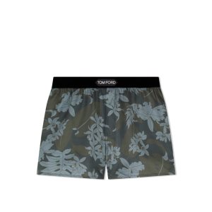 Pánské Slipy Tom Ford Dusty Hibiscus Silk Boxerské Zelene | 750891-HCQ