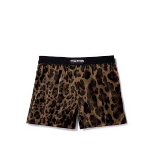 Pánské Slipy Tom Ford Leopard Silk Boxerské Světle Hnědé | 480793-BSY