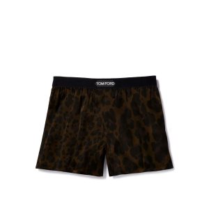 Pánské Slipy Tom Ford Leopard Silk Boxerské Tmavě Hnědé | 837965-YNR