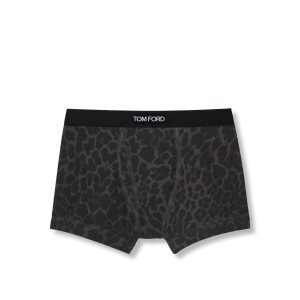 Pánské Slipy Tom Ford Reflective Leopard Bavlněné Boxerské Ink | 067892-QWA