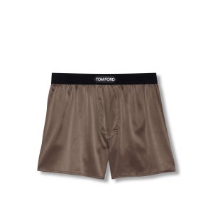 Pánské Slipy Tom Ford Silk Boxerské Hnědé | 793182-JSB