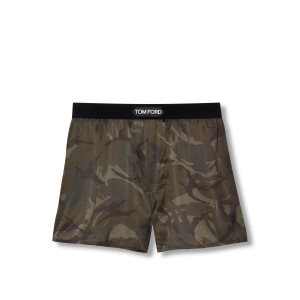 Pánské Slipy Tom Ford True Camo Silk Boxerské Tmavě Olivy Zelené | 823475-FMA