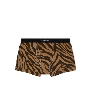 Pánské Slipy Tom Ford Zebra Bavlněné Boxerské Caramel | 637524-SER