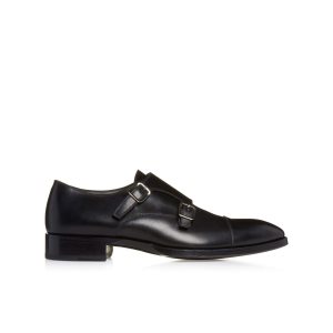 Pánské Společenské Boty Tom Ford Elkan Double Monk Straps Černé | 031942-HGK