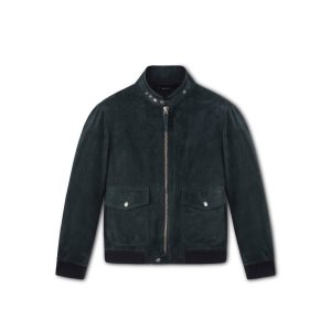 Pánské Svrchní Oblečení Tom Ford Buttery Semišové Jacket Petrol | 450629-TRM