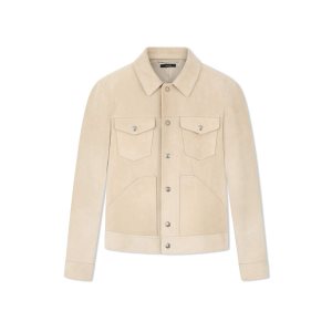 Pánské Svrchní Oblečení Tom Ford Buttery Semišové Western Jacket Béžový | 837052-KQA