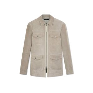 Pánské Svrchní Oblečení Tom Ford Buttery Semišové Caban Hnědé | 890126-QPW